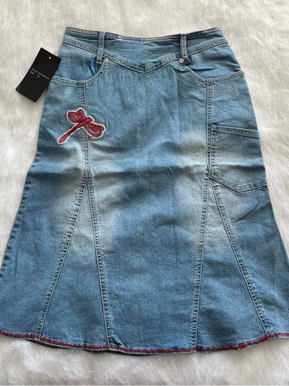 Vintage Y2K Deadstock Fairy Denim Pleated Skirt